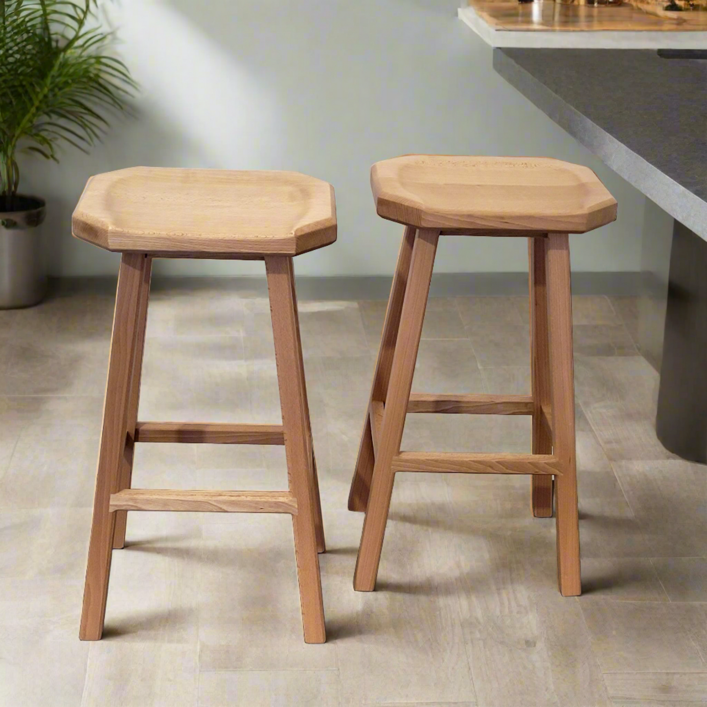 Fumed beech, solid wood bar stools, bespoke furniture