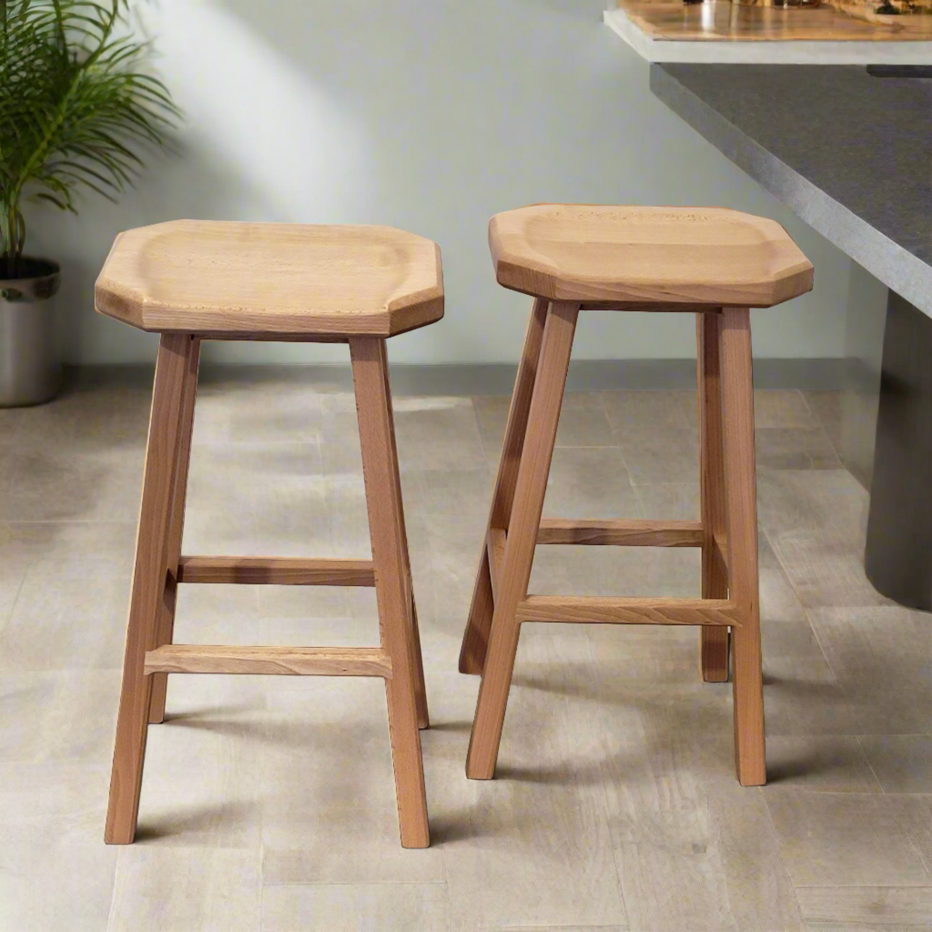 Fumed beech, solid wood bar stools, bespoke furniture